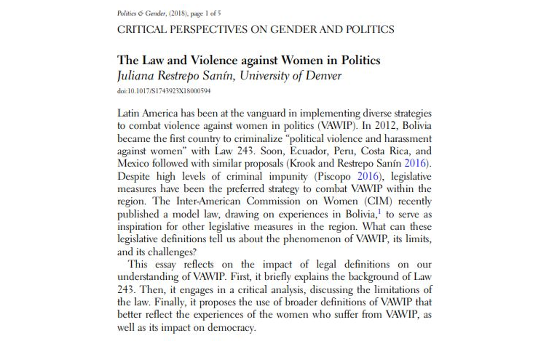 The law and violence against women in politics | International ...
