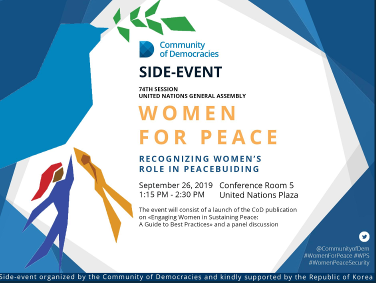 Side Event 74th UNGA Women for peace, recognizing women’s role in