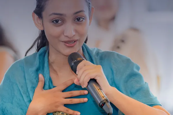 Young woman speaking