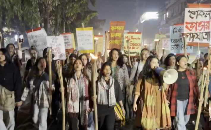 Women marched in Dhaka at midnight