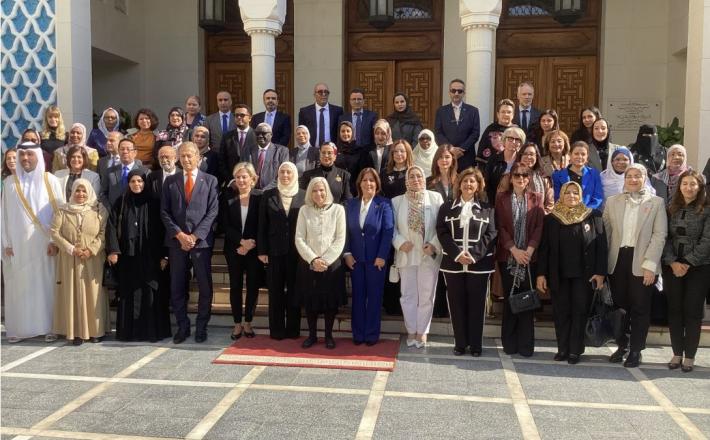 المشاركون في فعاليات المؤتمر الوزاري رفيع المستوى حول المرأة والسلام والأمن والذي يعقد بمقر الأمانة العامة لجامعة الدول العربية