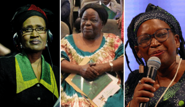 Left: Winnie Byanyimal. Image by COP PARIS, CC0 1.0. Middle: Joyce Mpanga. Image by U.S. Mission Uganda. CC0 1.0. Right: Stella Nyanzi. Image by Kritzolina, CC BY-SA 4.0. All via Wikimedia Commons.