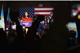 Michelle Wu speaks to supporters Wednesday night in Boston, Massachusetts. Photograph: Allison Dinner/Getty Images - The Guardian