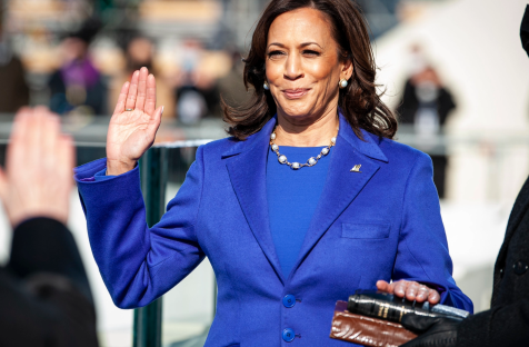 Kamila Harris taking the oath for office. 