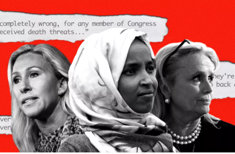 Women politicians are under siege  -  4.Photo illustration: Sarah Grillo/Axios. Photos: Kevin Dietsch, Stefani Reynolds, and Alex Wong/Getty Images