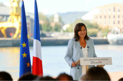La maire socialiste de Paris, Anne Hidalgo, lors de l'annonce de sa candidature à Rouen, le 12 septembre 2021. © Thomas Samson, AFP