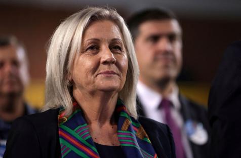 Borjana Kristo of the Croatian Demotracit Union and Croat candidate of the Tri-partite Bosnian Presidency attends a pre-election rally in Zepce, Bosnia and Herzegovina, September 26, 2022. REUTERS/Dado Ruvic