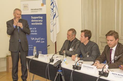 Yves Leterme, Secretary-General of International IDEA, speaks during the seminar.